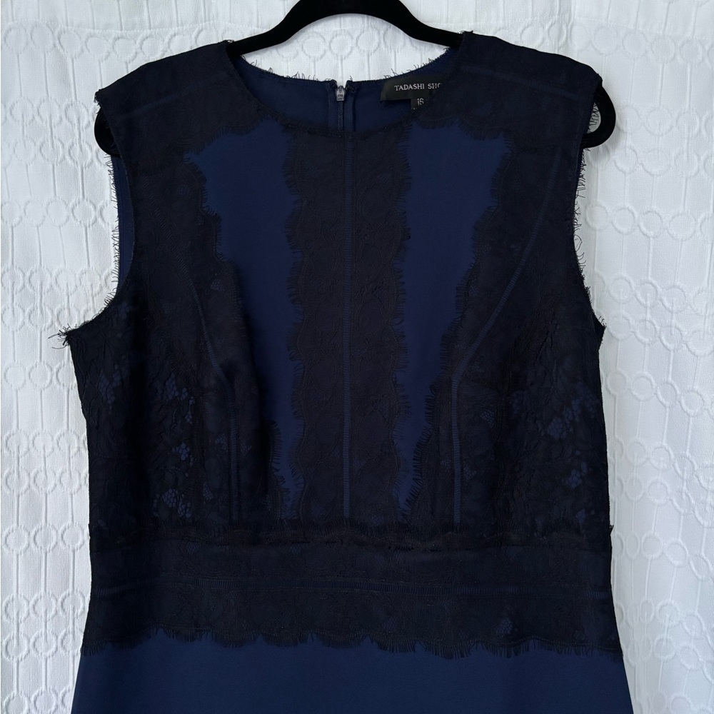 Women’s 16 Tadashi Shoji Milo Scuba Sheath Dress, Navy - Picture 6 of 10